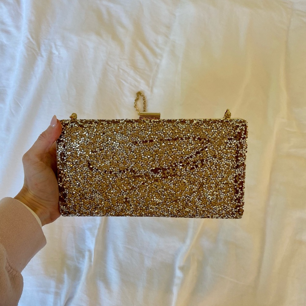 Sole society gold crossbody clutch
